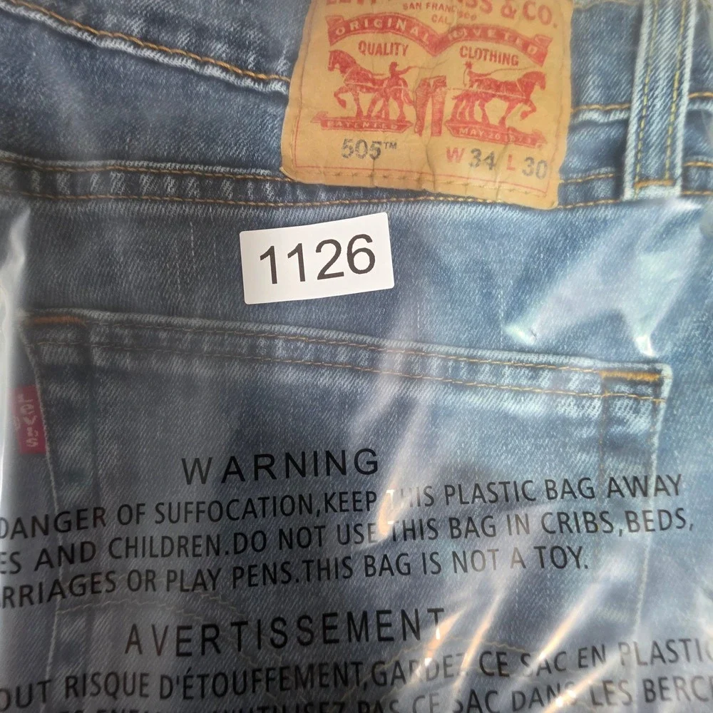 Levis 505 Regular Fit Straight Leg Blue Denim Jeans Mens 34x30 Medium Wash